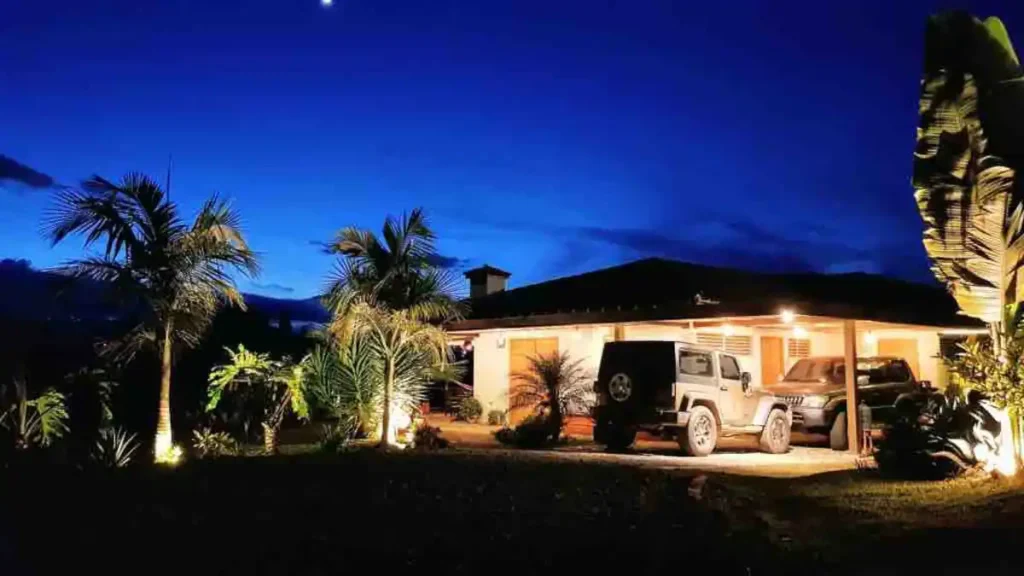 Stunning skies and palm trees illumination at the finca in Rionegro