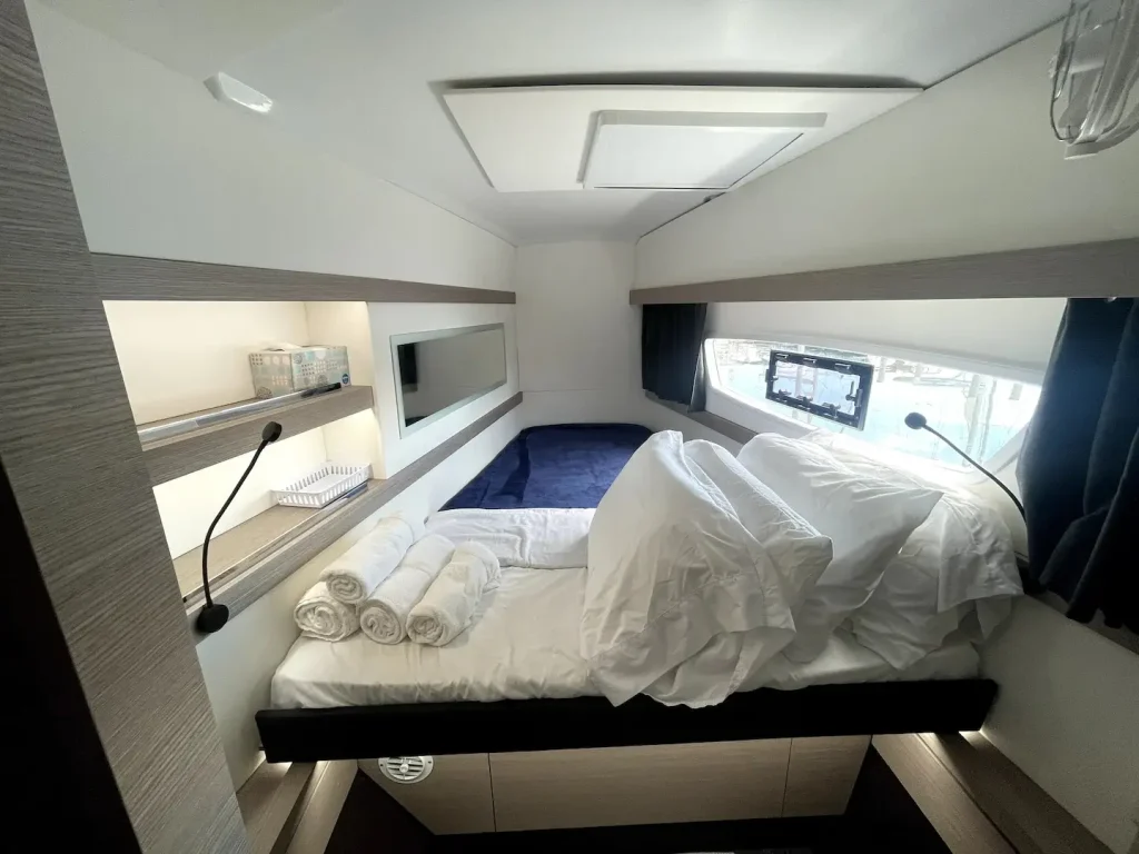 Bedroom #2 onboard the Oasis Catamaran in St Petersburg, Florida